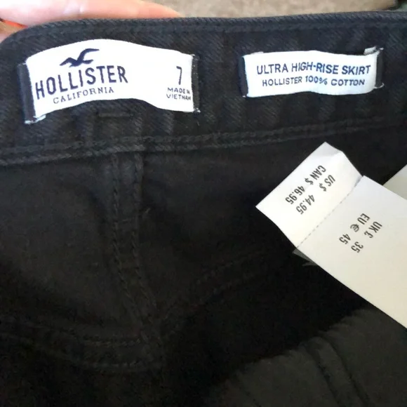 NWT Hollister black ultra high mini skirt denim 7 - Picture 2 of 8